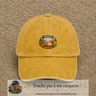 Casquette baseball Jaune délavé - Moutarde délavé 100% coton avec visuel Pigcity cochon 5 cm - image produit principale