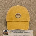 Casquette Jaune délavé - Moutarde délavé motif Hérisson kawaii 5 cm - vue principale