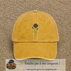 Casquette Jaune délavé - Moutarde délavé motif Rose gothique 7 cm - vue principale
