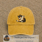Casquette baseball Jaune délavé - Moutarde délavé 100% coton avec motif Chien joueur 7 cm - image principale
