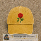 Casquette baseball Jaune délavé - Moutarde délavé 100% coton avec motif Fleur de rose 7 cm - image principale