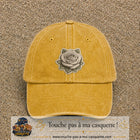 Casquette Jaune délavé - Moutarde délavé motif Rose grise 7 cm - vue principale