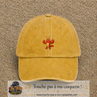 Casquette baseball Jaune délavé - Moutarde délavé 100% coton avec visuel Homard cartoon 5 cm - image produit principale