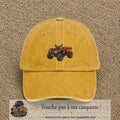 Casquette Jaune délavé - Moutarde délavé 100% coton avec motif Quad rouge tout-terrain 5 cm - image principale