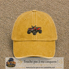 Casquette Jaune délavé - Moutarde délavé 100% coton avec motif Quad rouge tout-terrain 5 cm - image principale