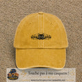 Casquette Jaune délavé - Moutarde délavé motif Chat Ron Ron 3 cm - vue principale