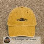 Casquette Jaune délavé - Moutarde délavé motif Chat Ron Ron 3 cm - vue principale