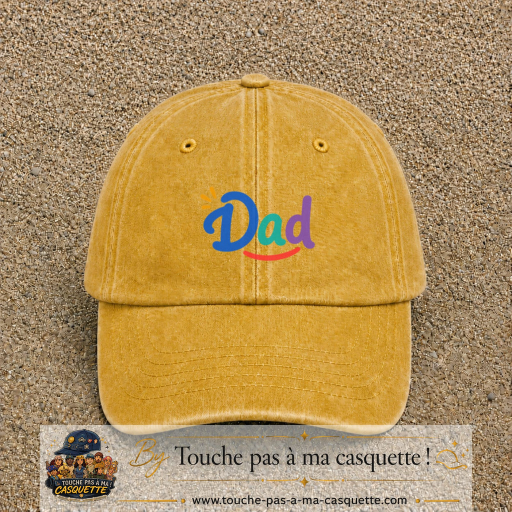 Casquette baseball Jaune délavé - Moutarde délavé 100% coton avec visuel Dad coloré 5 cm - image produit principale