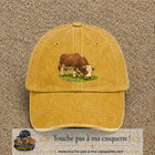 Casquette baseball Jaune délavé - Moutarde délavé 100% coton avec motif Vache brune 7 cm - image principale