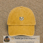 Casquette Jaune délavé - Moutarde délavé motif Panda souriant 3 cm - vue principale