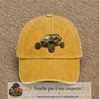 Casquette Jaune délavé - Moutarde délavé 100% coton avec motif Buggy tout-terrain orange 7 cm - image principale