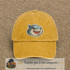 Casquette Jaune délavé - Moutarde délavé motif Requin fun 7 cm - vue principale