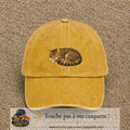 Casquette baseball Jaune délavé - Moutarde délavé 100% coton avec motif Chat endormi 5 cm - image principale