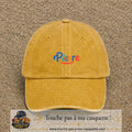 Casquette baseball Jaune délavé - Moutarde délavé 100% coton avec visuel Prénom Pierre coloré 3 cm - image produit principale
