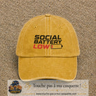 Casquette Jaune délavé - Moutarde délavé 100% coton avec motif Social Battery Low 7 cm - image principale