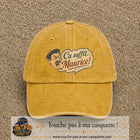 Casquette baseball Jaune délavé - Moutarde délavé 100% coton avec visuel Ça suffit Maurice avec personnage 7 cm - image produit principale