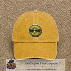 Casquette Jaune délavé - Moutarde délavé motif Kiwi avec lunettes 7 cm - vue principale