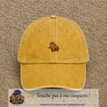 Casquette Jaune délavé - Moutarde délavé 100% coton avec motif Mammouth cartoon 3 cm - image principale