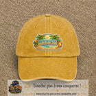 Casquette Jaune délavé - Moutarde délavé motif Plage tropicale Beach 7 cm - vue principale