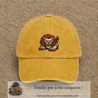 Casquette Jaune délavé - Moutarde délavé 100% coton avec motif Lion rouge rugissant 7 cm - image principale
