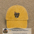Casquette Jaune délavé - Moutarde délavé motif Tête de chaton 7 cm - vue principale