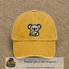 Casquette Jaune délavé - Moutarde délavé motif Koala multicolore 7 cm - vue principale