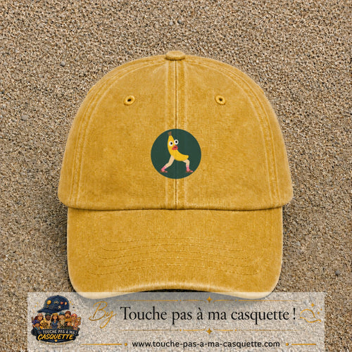 Casquette baseball Jaune délavé - Moutarde délavé 100% coton avec visuel Banane drôle 5 cm - image produit principale