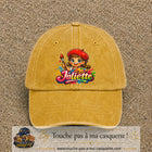 Casquette baseball Jaune délavé - Moutarde délavé 100% coton avec motif Juliette 7 cm - image principale