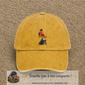 Casquette Jaune délavé - Moutarde délavé 100% coton avec motif Boxeur prêt au combat 7 cm - image principale