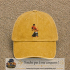 Casquette Jaune délavé - Moutarde délavé 100% coton avec motif Boxeur prêt au combat 7 cm - image principale
