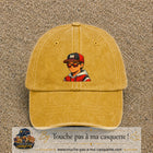 Casquette Jaune délavé - Moutarde délavé 100% coton avec motif Garçon casquette rouge et lunettes 7 cm - image principale