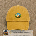 Casquette baseball Jaune délavé - Moutarde délavé 100% coton avec visuel Oiseaux au nid 5 cm - image produit principale