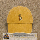 Casquette baseball Jaune délavé - Moutarde délavé 100% coton avec motif Pharaon égyptien 5 cm - image principale