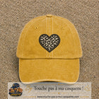 Casquette Jaune délavé - Moutarde délavé motif Cœur safari 7 cm - vue principale