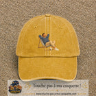 Casquette Jaune délavé - Moutarde délavé 100% coton avec motif Pause soleil transat 7 cm - image principale