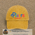 Casquette baseball Jaune délavé - Moutarde délavé 100% coton avec visuel Prénom Pierre coloré 7 cm - image produit principale