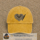 Casquette Jaune délavé - Moutarde délavé motif Cœur calligraphie 7 cm - vue principale