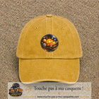 Casquette baseball Jaune délavé - Moutarde délavé 100% coton avec visuel Système solaire sphère 7 cm - image produit principale