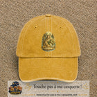 Casquette baseball Jaune délavé - Moutarde délavé 100% coton avec motif Capricorne astrologique 7 cm - image principale