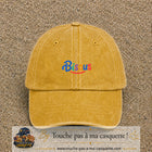 Casquette baseball Jaune délavé - Moutarde délavé 100% coton avec visuel Bisous coloré 3 cm - image produit principale