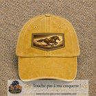 Casquette baseball Jaune délavé - Moutarde délavé 100% coton avec visuel Cheval en course 7 cm - image produit principale