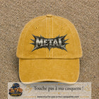 Casquette baseball Jaune délavé - Moutarde délavé 100% coton avec visuel Typographie métal 7 cm - image produit principale