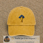 Casquette Jaune délavé - Moutarde délavé 100% coton avec motif Orage antique et éclair doré 7 cm - image principale