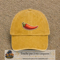 Casquette Jaune délavé - Moutarde délavé motif Piment piquant 5 cm - vue principale