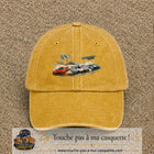 Casquette baseball Jaune délavé - Moutarde délavé 100% coton avec motif Voitures de course 7 cm - image principale