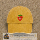 Casquette baseball Jaune délavé - Moutarde délavé 100% coton avec motif Fraise souriante 5 cm - image principale