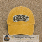 Casquette Jaune délavé - Moutarde délavé motif Message Daddy 7 cm - vue principale
