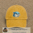 Casquette Jaune délavé - Moutarde délavé motif Dauphin souriant 7 cm - vue principale