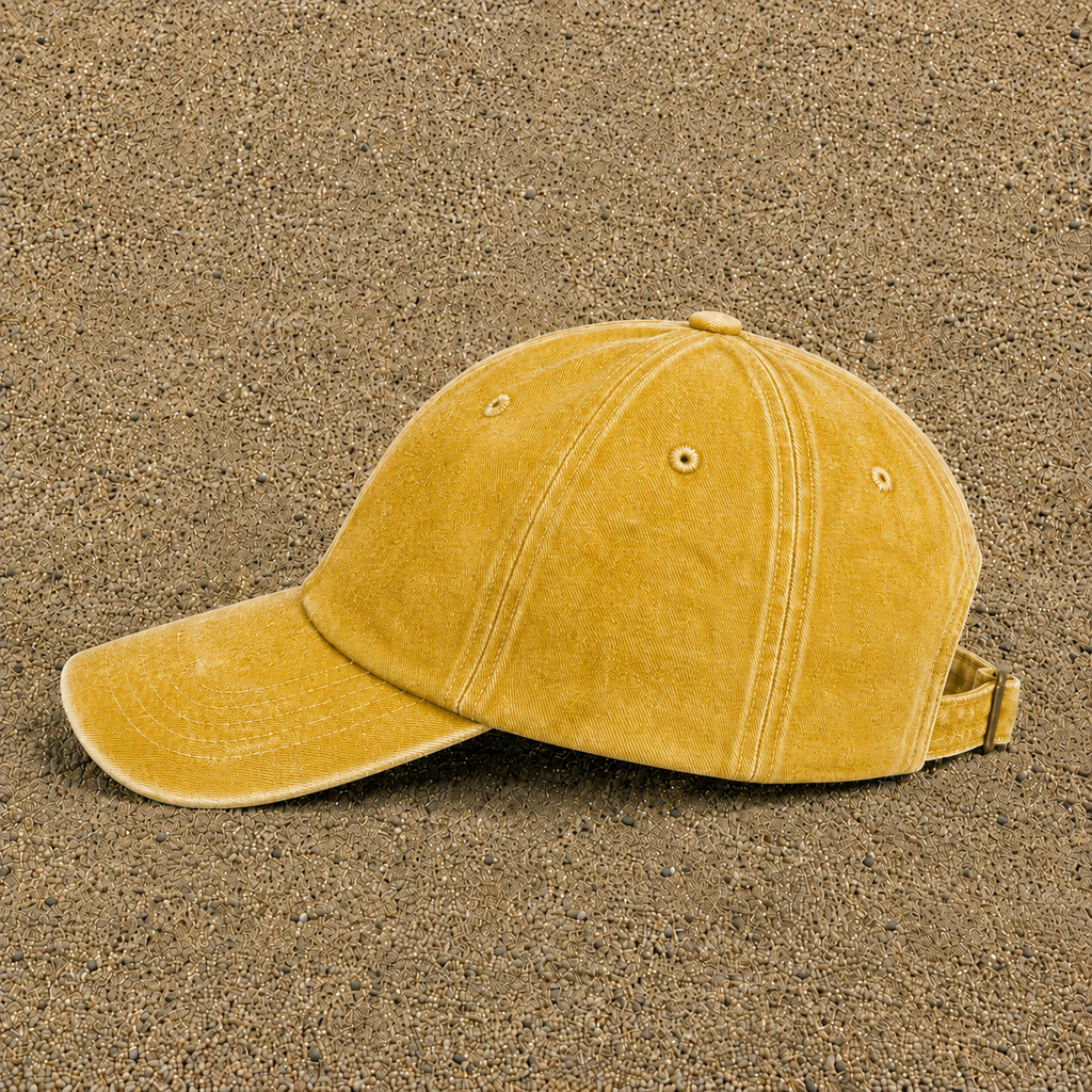 Casquette baseball Jaune délavé - Moutarde délavé 100% coton avec motif Pyramide égyptienne 5 cm - image pack couleur 4