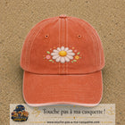 Image principale produit120moyenOC - casquette Orange délavé - Corail délavé avec visuel Marguerite horizontale 5 cm